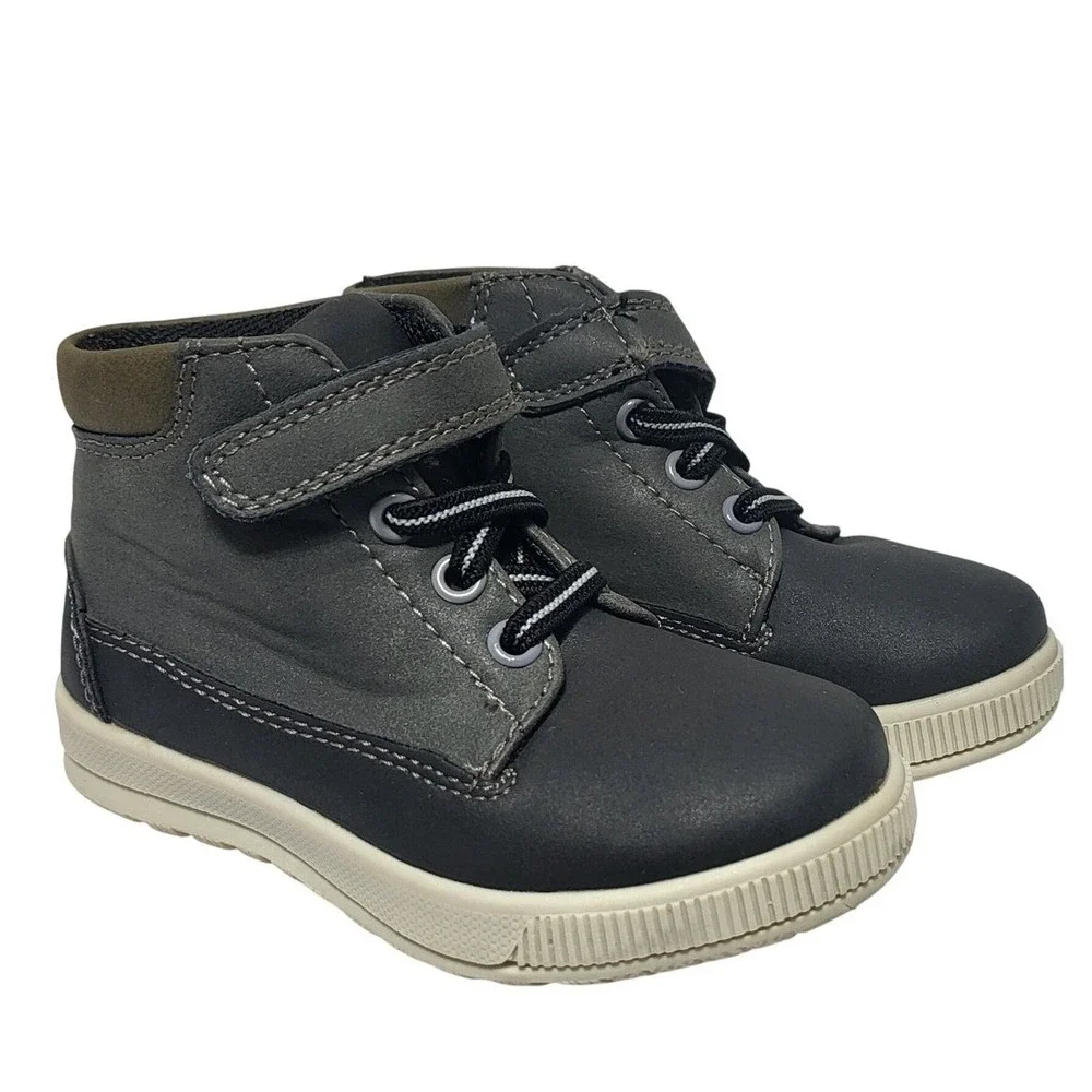 Deer Stags Kids Niles Boots Size 7TM Black Gray Hook‎ and Loop Ankle Boots